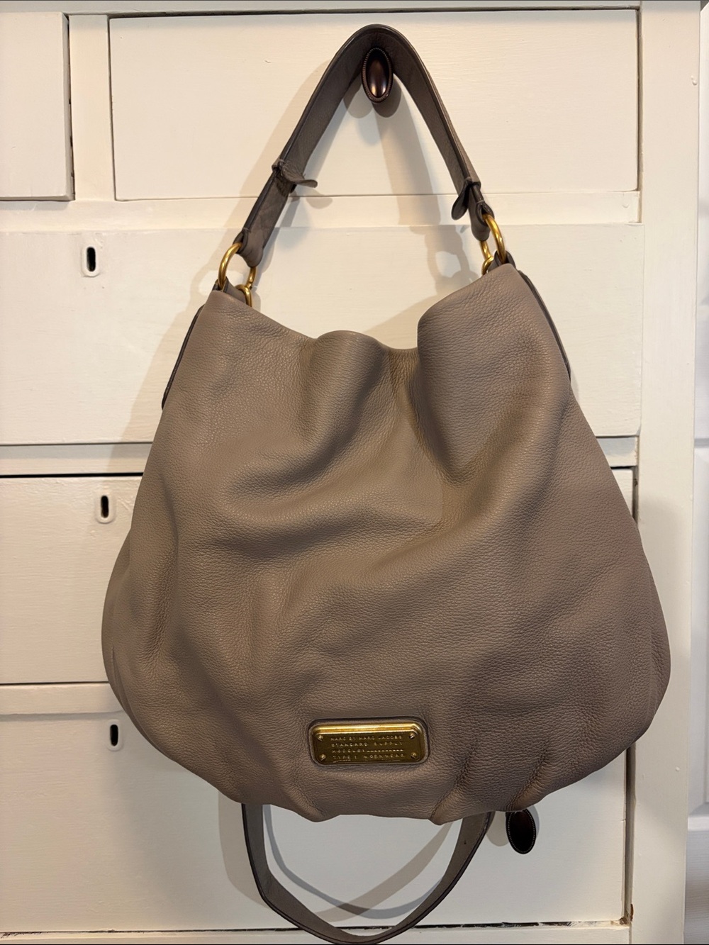 Marc by Marc Jacobs Classic Q Hillier Taupe Pebbled Leather Hobo Bag